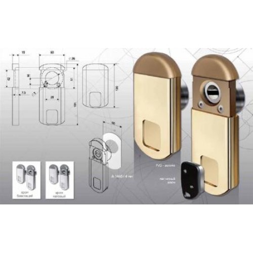 Броненакладка DISec MG-351 02 (латунь полиров. PVD)